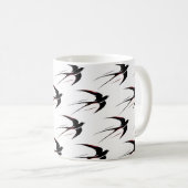 Flug Schwarze Schwalben Muster Kaffeetasse (VorderseiteRechts)