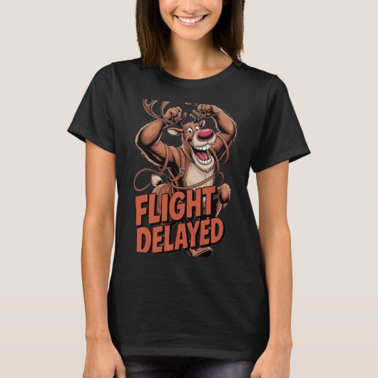 Flug verzögert Rentier T-Shirt (Vorderseite)