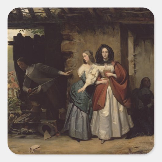 Flug von Henrietta-Maria, Königin von Quadratischer Aufkleber (Vorderseite)