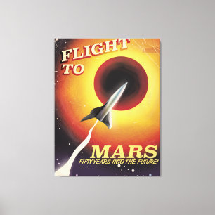 Flug zum Mars! Vintage-Sci-Fi-Plakat Leinwanddruck