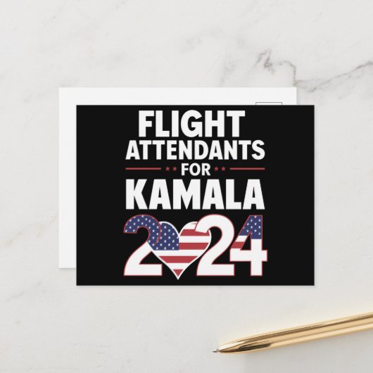 Flugbegleiter für die Wahl Kamala Harris 2024 Postkarte (Vorderseite/Rückseite Beispiel)