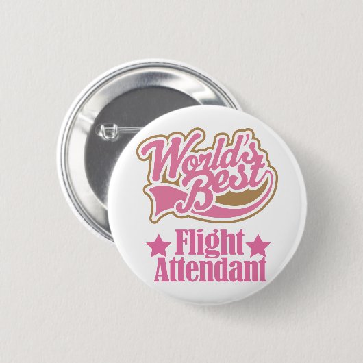 Flugbegleiter-Geschenk (Welten am besten) Button (Vorne & Hinten)