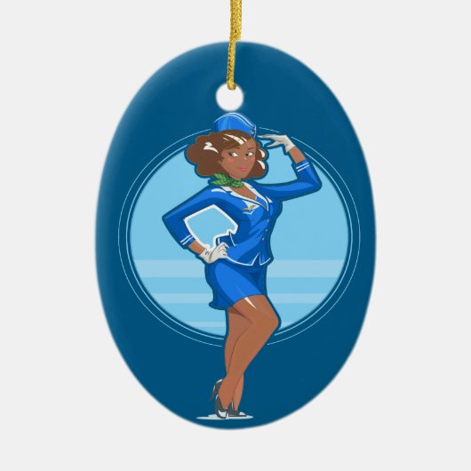 Flugbegleiter Keramik Ornament (Vorne)