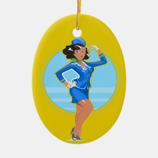 Flugbegleiter Keramik Ornament (Vorne)