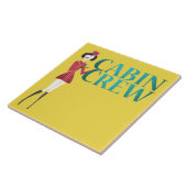 Flugbegleiter mit Typografie der Crew der Kabine Fliese (Seite)