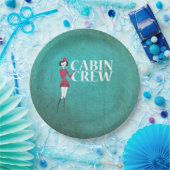 Flugbegleiter mit Typografie der Crew der Kabine Pappteller (Party)