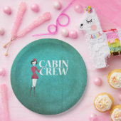 Flugbegleiter mit Typografie der Crew der Kabine Pappteller (Party)