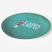 Flugbegleiter mit Typografie der Crew der Kabine Pappteller (Schrägansicht)