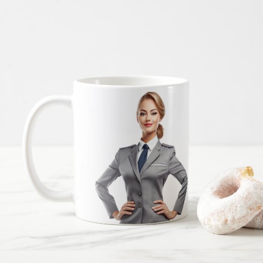 Flugbegleiter personalisiertes Mug-Geschenk Kaffeetasse (Mit Donut)