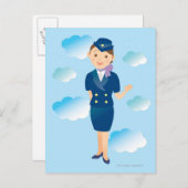 Flugbegleiter Postkarte (Vorne/Hinten)