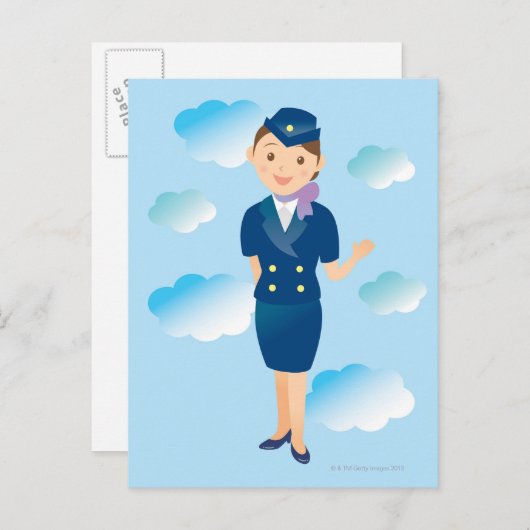 Flugbegleiter Postkarte (Vorne/Hinten)