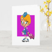 Flugbegleiterin am Cartoon Karte (Gelbe Blume)