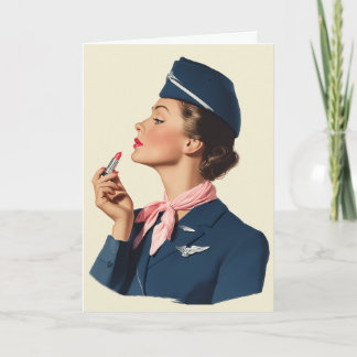 Flugbegleiterin aus der Vergangenheit beim Auftrag Karte