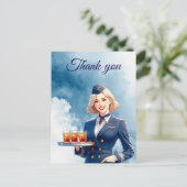 Flugbegleiterin Serviert Drinks Postkarte (Stehend Vorderseite)