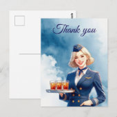 Flugbegleiterin Serviert Drinks Postkarte (Vorne/Hinten)