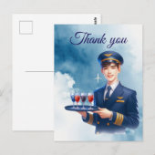 Flugbegleiterin Serviert Drinks Postkarte (Vorne/Hinten)
