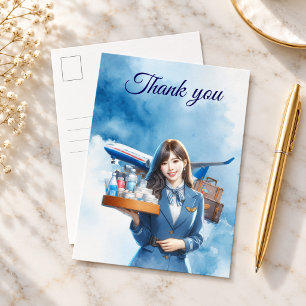 Flugbegleiterin Serviert Drinks Postkarte