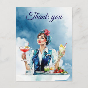 Flugbegleitung Air Hostess Danke Postkarte