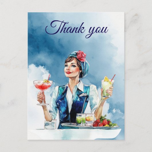 Flugbegleitung Air Hostess  Danke Postkarte (Vorderseite)
