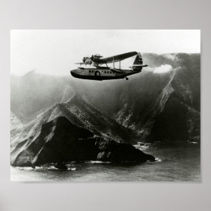 Flugboot-Passagierflugzeug über Hawaii Poster