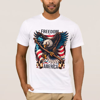 Flüge der Freiheit - Amerikanischer Adler und Flag T-Shirt