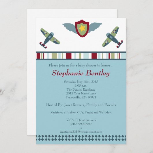 Flüge von Flügen mit 12x18 Flugzeug Einladung (Vorne/Hinten)