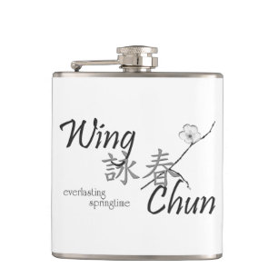Flügel Chun Flasche (Schwarzes auf Weiß) Flachmann