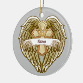 Flügel Crown Christlich Cross Verzierung Keramik Ornament (Links)