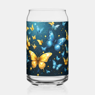 Flügel der Freude: Blaue und gelbe Schmetterlinge, Dosenglas