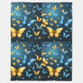 Flügel der Freude: Blaue und gelbe Schmetterlinge, Fleecedecke (Vorderseite)