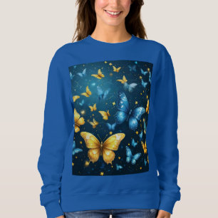 Flügel der Freude: Blaue und gelbe Schmetterlinge Sweatshirt