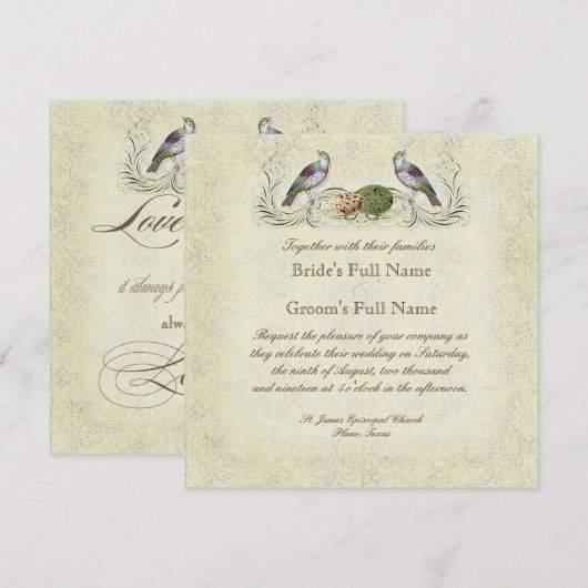 Flügel der Liebe Einladung - Cream Tan (Vorne/Hinten)