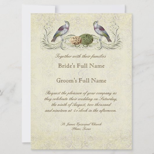 Flügel der Liebe Einladung - Cream Tan (Vorderseite)