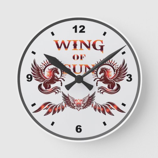 Flügel der Sonnenuhr Runde Wanduhr (Vorderseite)