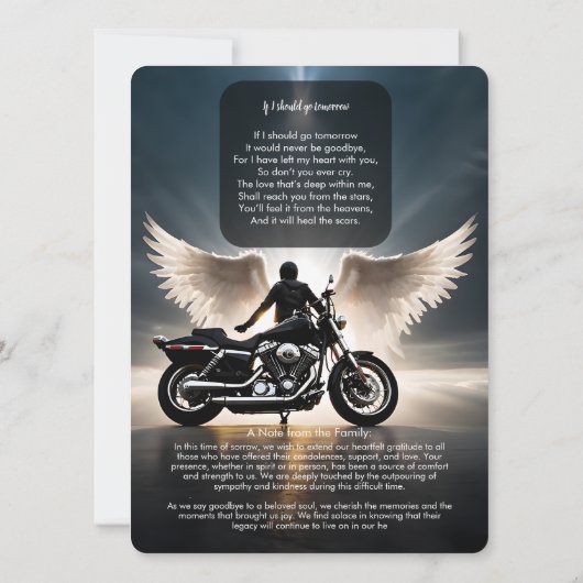 Flügel einer Begräbniskarte (Rückseite)