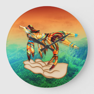 Flügel Große Wanduhr