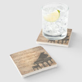 Flügel mit Noten Steinuntersetzer (Seitenansicht)