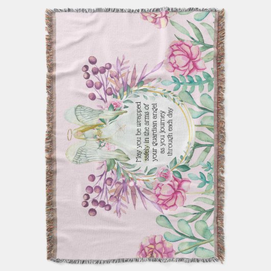 Flügel mit weißem Engel, rosa Pantolapfel, Blumenk Decke (Vorderseite Vertikal)