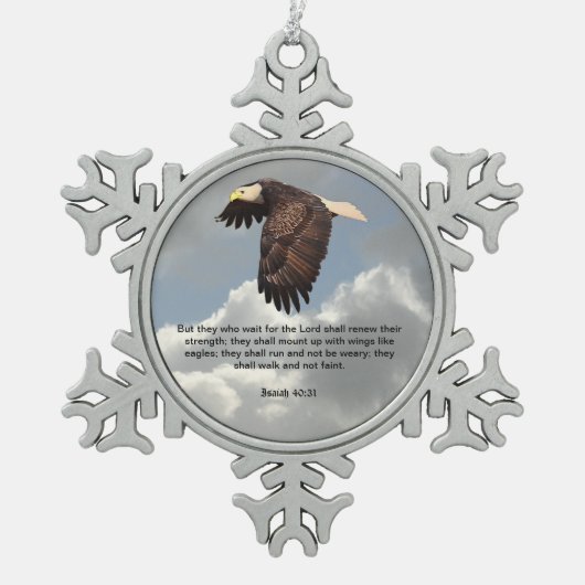 FLÜGEL MÖGEN EAGLES SCHNEEFLOCKEN Zinn-Ornament (Vorderseite)