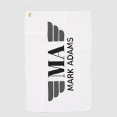 Flügel Personalisiert Monogramm Golfhandtuch (Vorderseite)