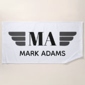 Flügel Personalisiert Monogramm Strandtuch (Vorderseite)