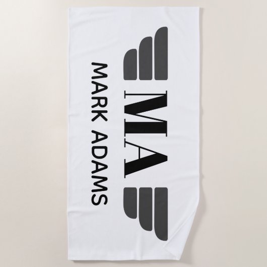 Flügel Personalisiert Monogramm Strandtuch (Vorderseite)