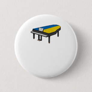 Flügel Ukrainische Flagge Pianist Musiker Aufklebe Button