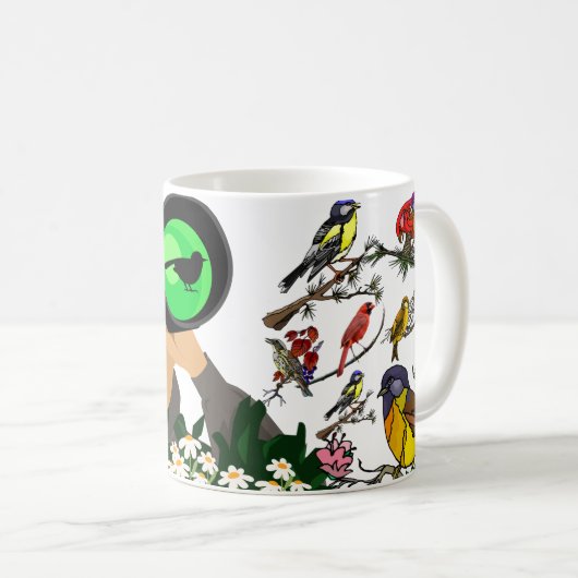 Flügel und Kaffee: Ein Traum für einen Birdwatcher Kaffeetasse (VorderseiteRechts)