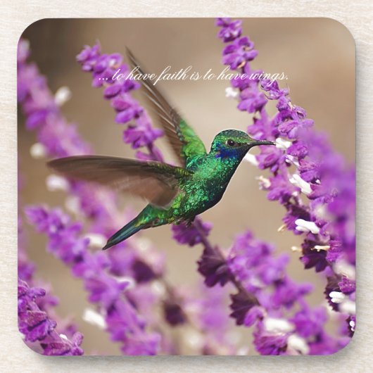 Flügel von Glauben-Funkeln Violett-Ohren Kolibri Getränkeuntersetzer (Vorderseite)