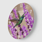 Flügel von Glauben-Funkeln Violett-Ohren Kolibri Große Wanduhr (Winkel)