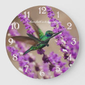 Flügel von Glauben-Funkeln Violett-Ohren Kolibri Große Wanduhr (Vorderseite)
