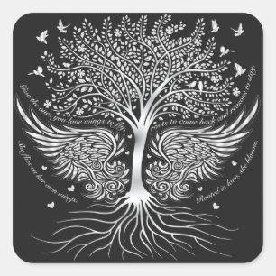 Flügel, zum des Sets von 20 Aufklebern zu fliegen Quadratischer Aufkleber