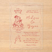 Flügeldrachendoodles Acryleinladungen (Vorderseite)