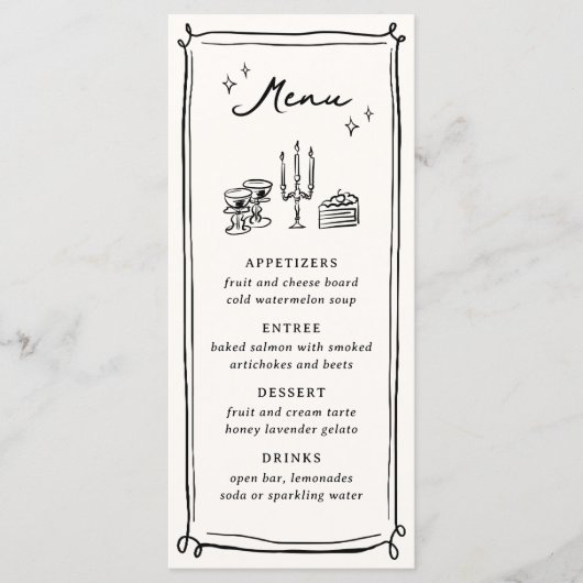 Flügeldrachendoodles Menükarte (Vorderseite)